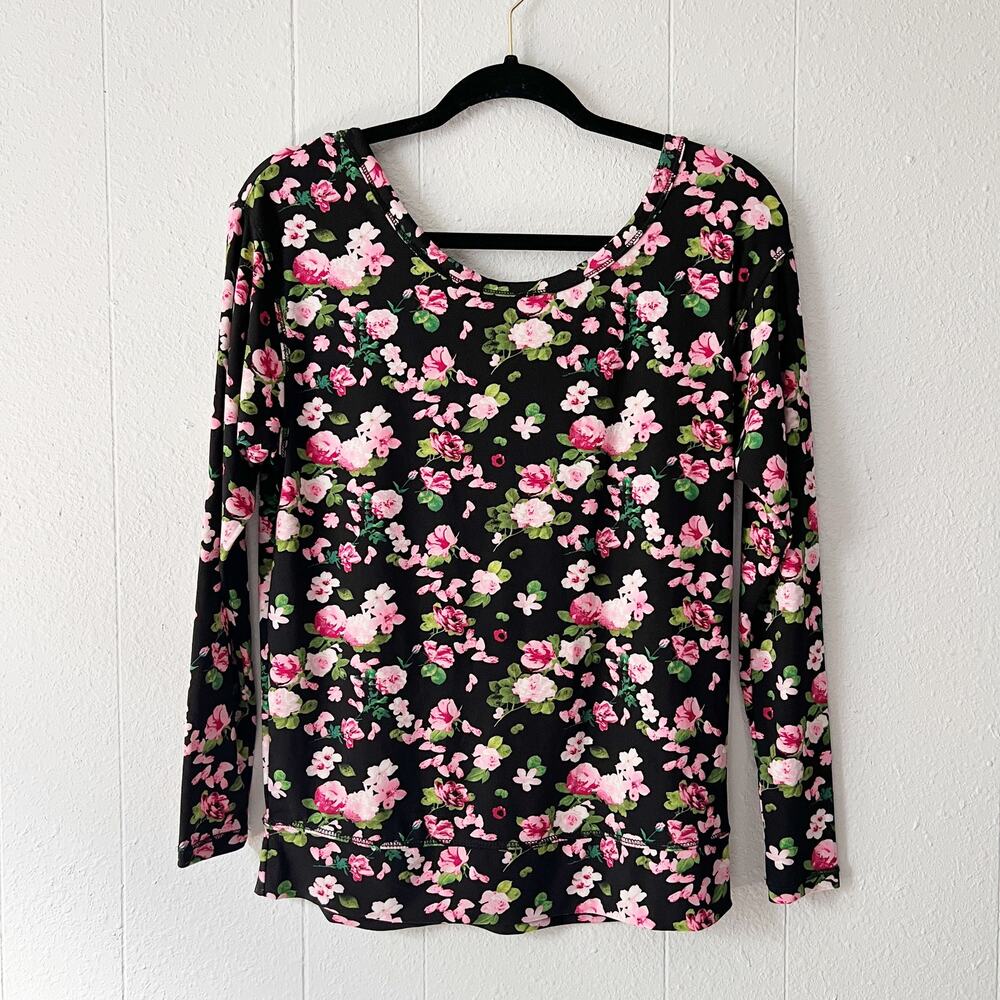 Womens Floral Top Medium Cottagecore Gardencore Romantic Chic Coquette Stretch